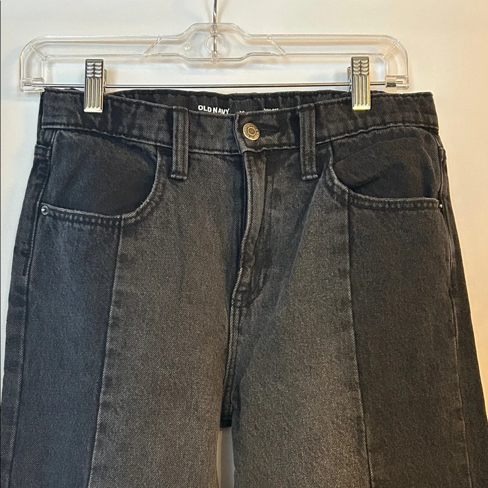 Old Navy Kids Two-Tone Black & Gray High-Rise Baggy Wide Leg Jeans - Girls 16